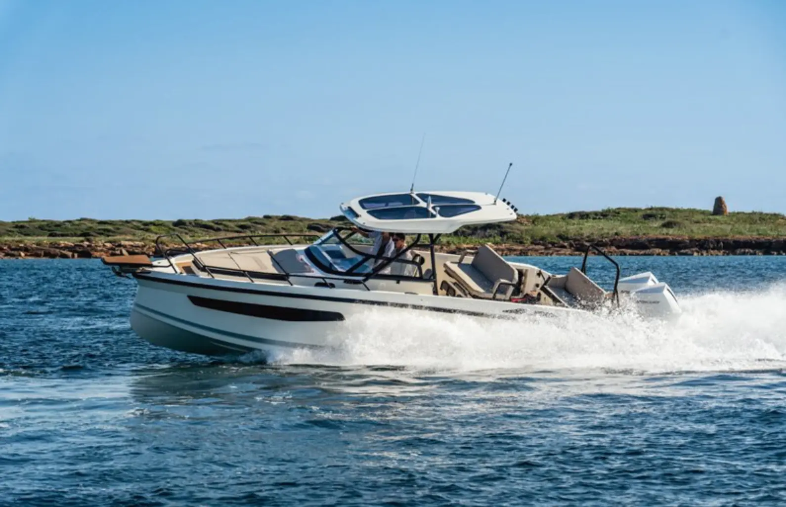 Powerboat travelling at speed