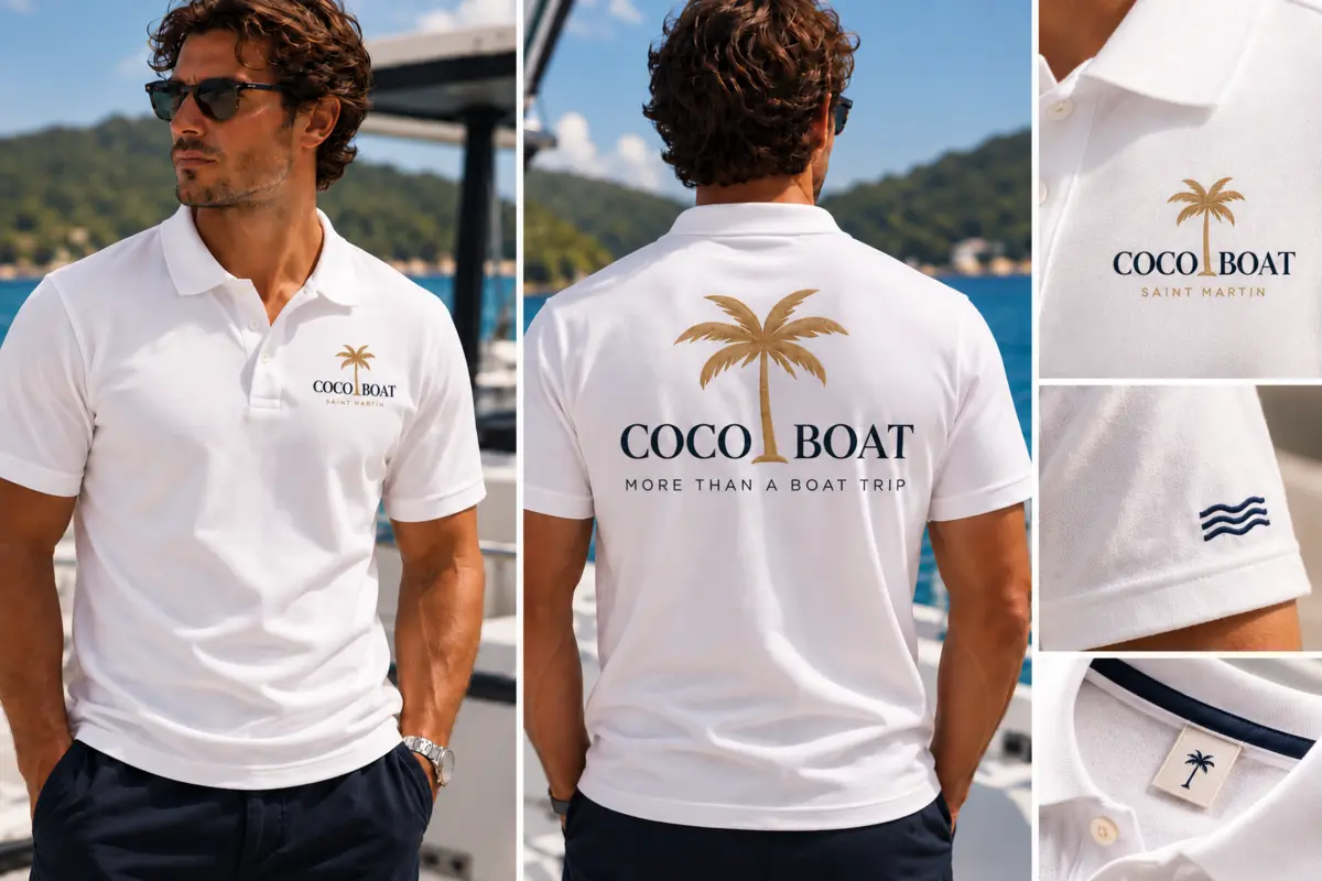 COCO BOAT branded crew attire concept